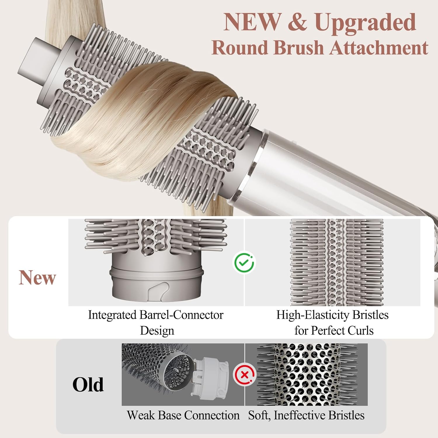 Round Brush Attachment for Shark FlexStyle, Upgraded Oval Round Volumizing Brush for Shark Flex Style Accessories Styling for for Smooth, Voluminous Curls(1.5 Inch Barrel, 2.32 Inch Bristle) - Image 3