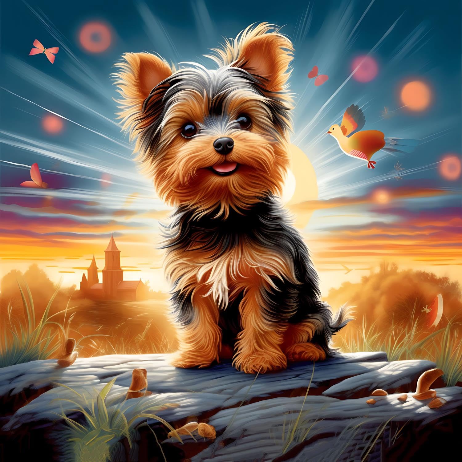 YSCOLOR Diamond Painting Kit Yorkshire Terrier, 30x40cm, 5D, Per Adulti - 5