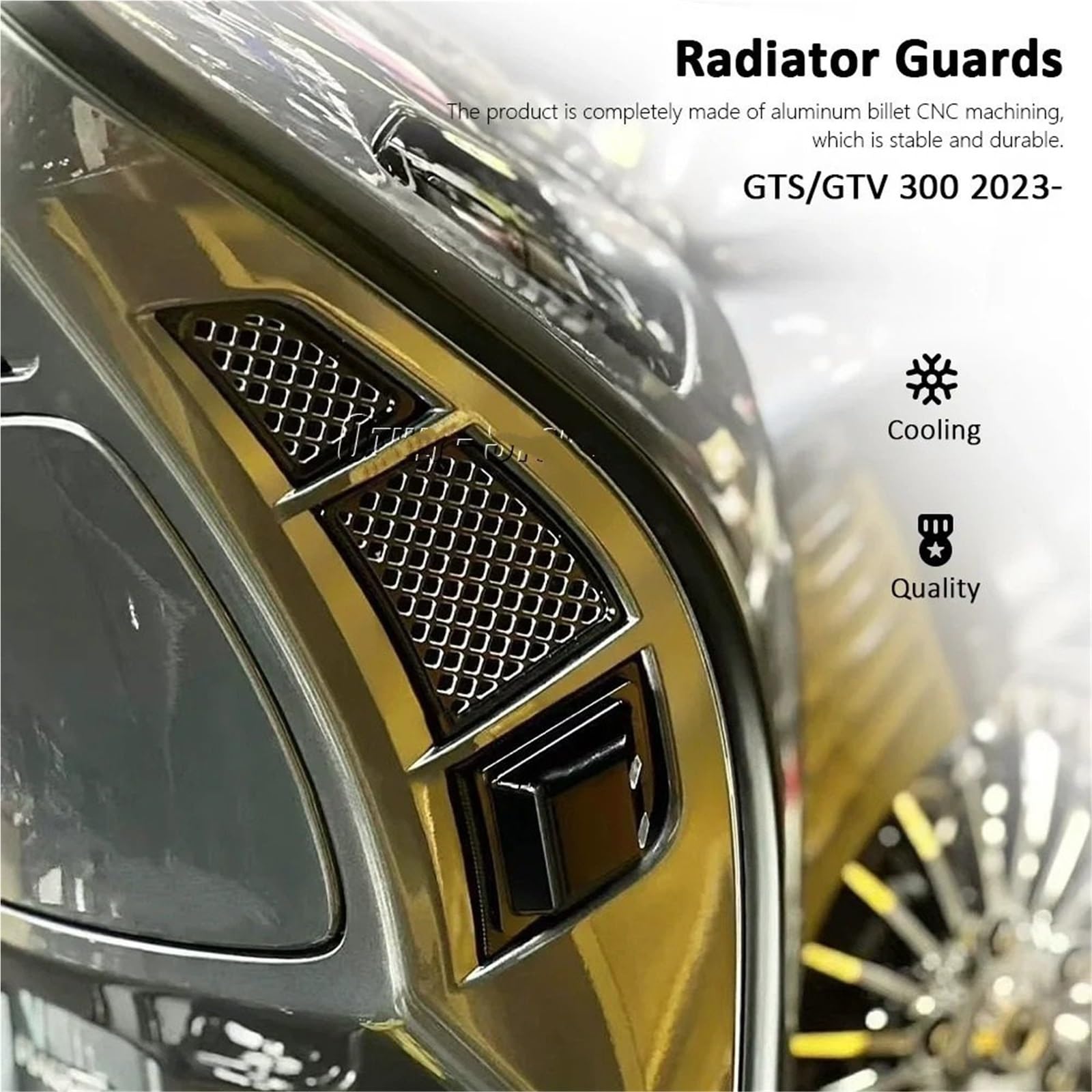Conductos de refrigeración de Aire de Pinza Rejilla Protectora para radiador de Motocicleta Compatible con Vespa GTS300, GTV300, GTS, GTV 300, años 2023 y 2024.(Black)