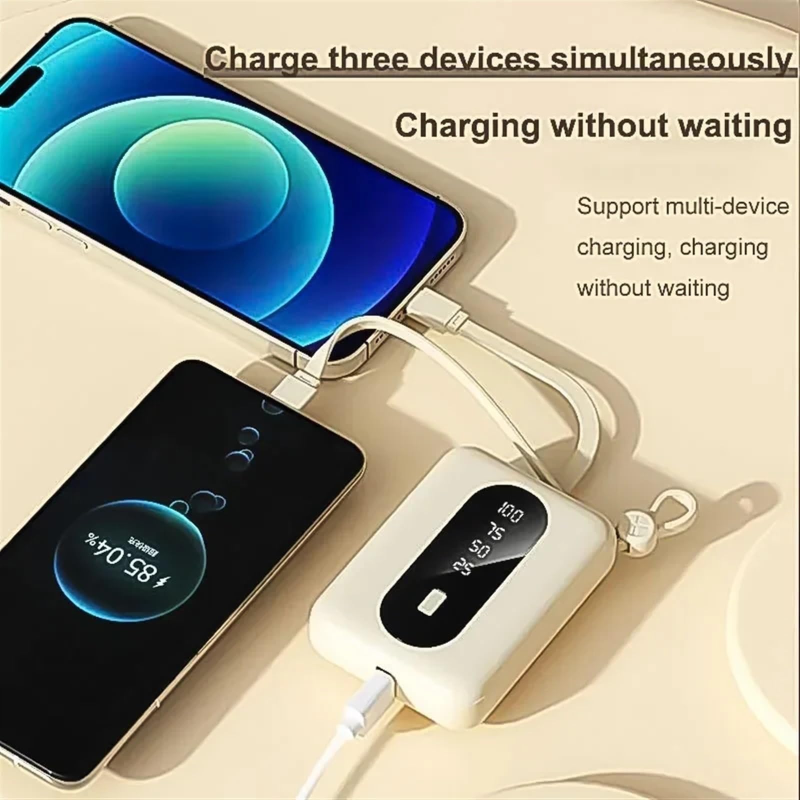 Powerbank O Dużej Pojemności 72W 20000Mah Przenośny Wbudowany Zasilacz Kablowy Szybka Bateria Mobilna Kompatybilny Z IPhonem Kompatybilny Z Samsungiem Kompatybilny Z Xiaomi (Color : Red, Size : 2000