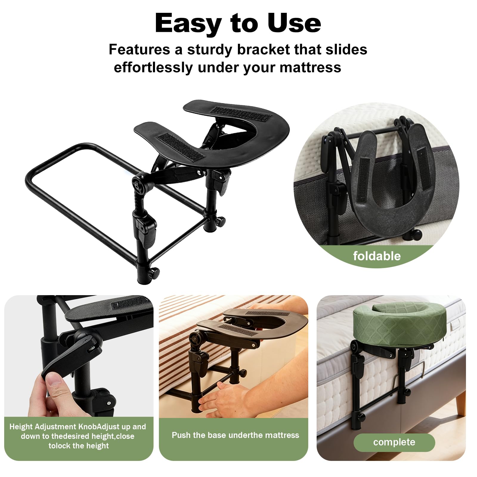 Gererixy Massage Headrest for Bed, Headrest Face Cushion, After Eye Surgery Face Down Pillow with Adjustable Height, Washable Pillowcase(Olive Green) - 5