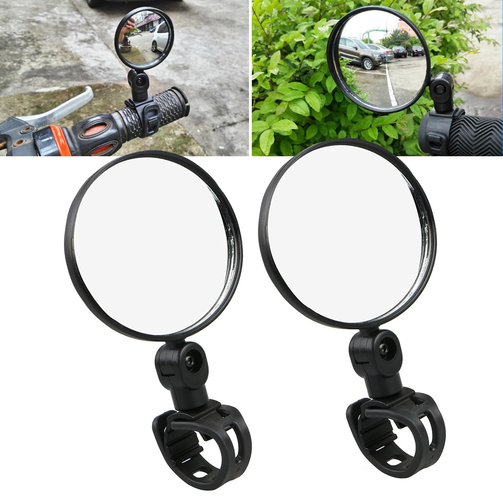 RYXOI Universal Bicycle Motorcycle Rear View Mirror 360 Degree Rotable for All Handlebar for Cycling Road Side Mounting Convex Mirror - 1 Pair-image-47