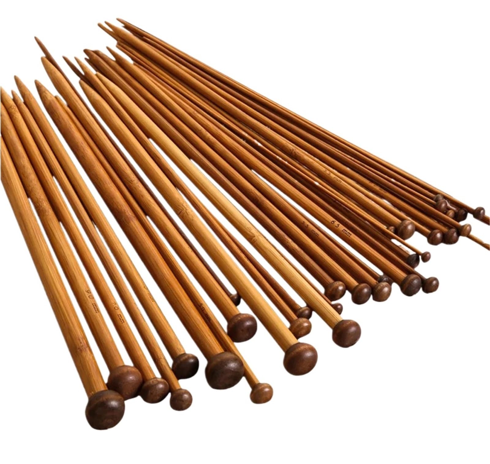 Bamboo Knitting Needles 2set*36pcs 18 Size Bamboo Knitting Needle Wool Weaving Handle Needles Single-Pointed Art Crafts DIY Tools