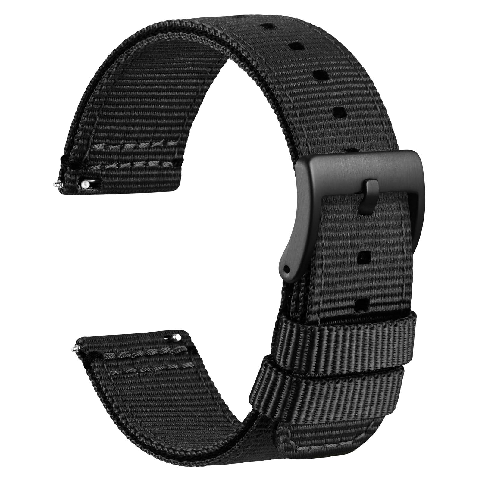 WOCCI Nylon Watch Bands, Contrast Woven Design, Quick Release, Stainless Steel Buckle, Band Width 20mm 22mm 24mm 26mm