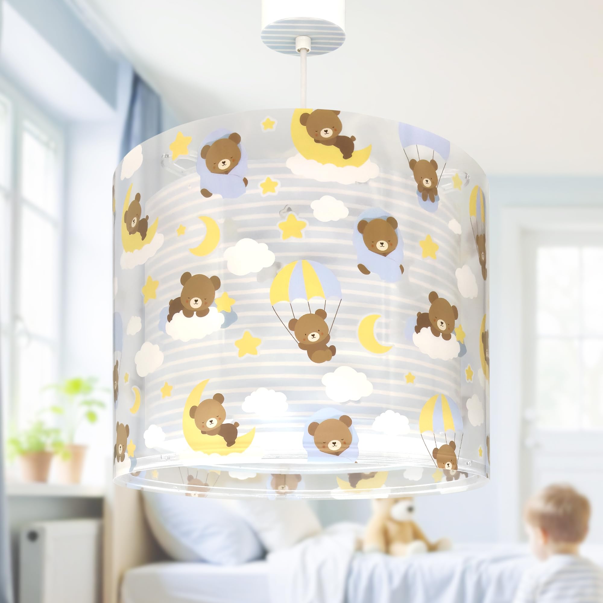 Dalber Lámpara Infantil De Techo Colgante Baby Teddy Ositos Nubes Azul, 41572T, E27