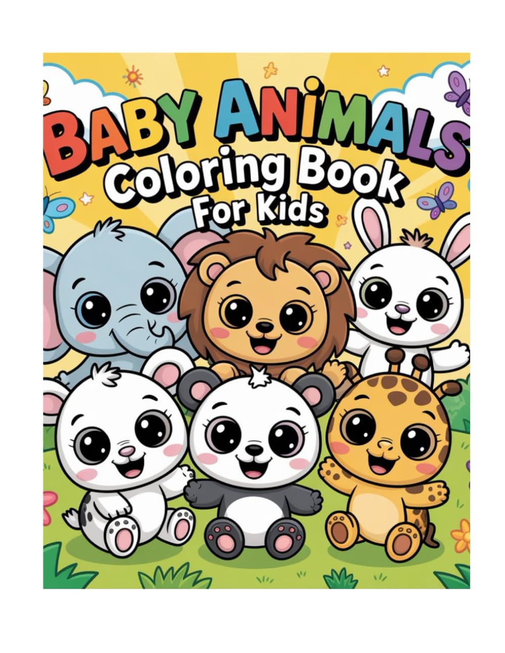 Baby Animal Coloring Book: Cute & Easy Coloring Pages for Kids Ages 3–7 | Fun Baby Animals for Learning & Creativity