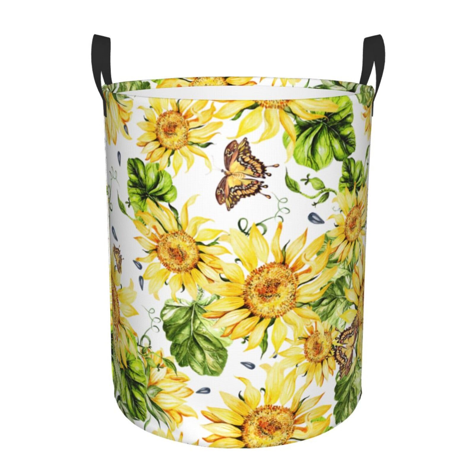 Laundry Hamper Watercolor Sunflower Laundry Basket Waterproof Personality Fashion Hampers for Laundry Large Collapsible Laundry Basket Storage Basket for Dorm and Home