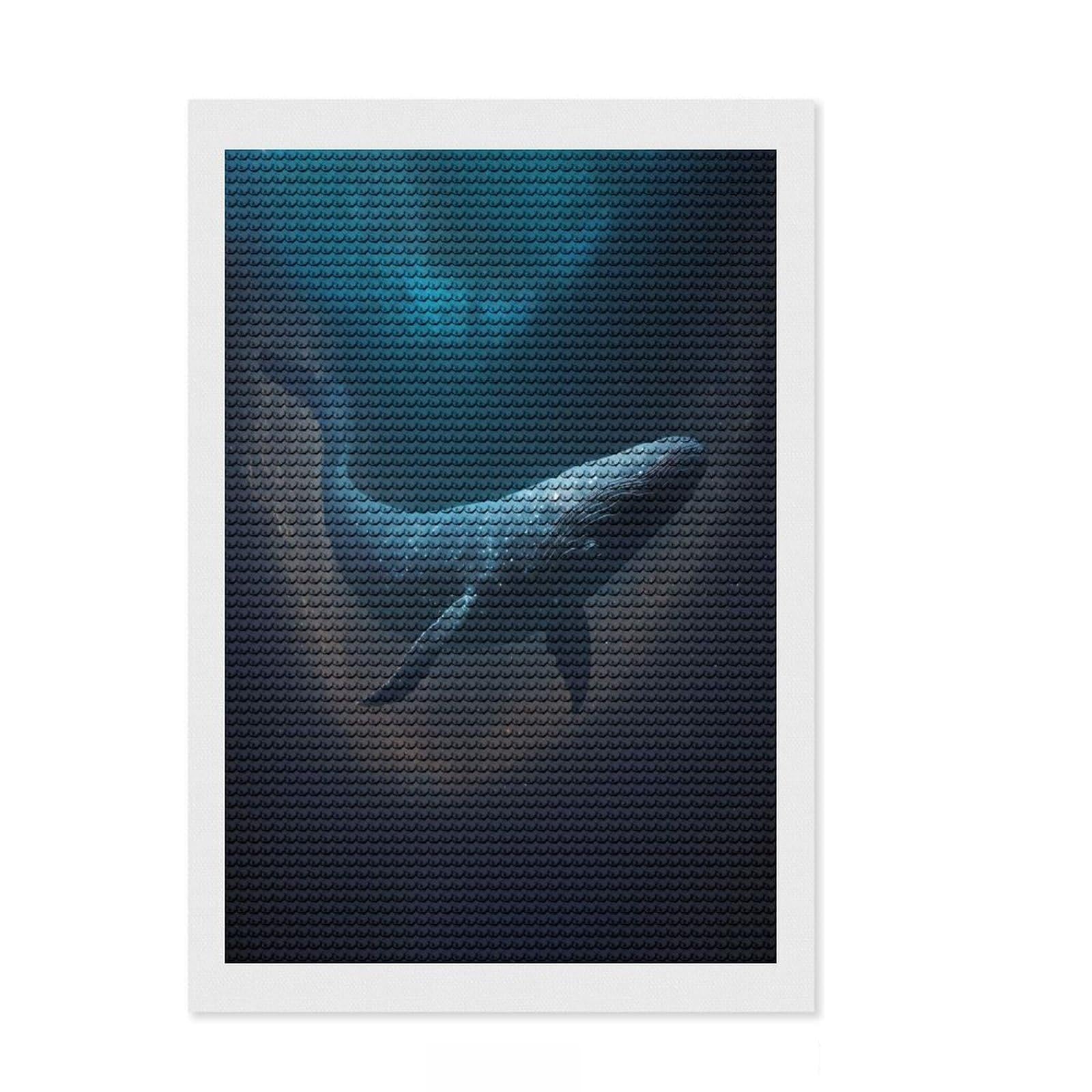 Junmoney Space Whale Diamond Painting Canvas Set 8"x12", for Women, Good for Quiet Evenings, Home Wall Decor, Birthday Gift