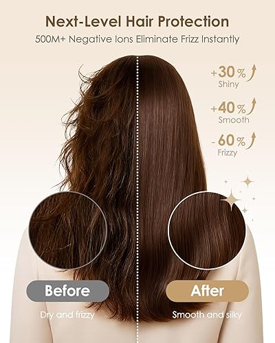 Miniatura 3 de Secador de pelo iónico con difusor, secadora de alta velocidad de 160000 RPM, 500 millones de iones sin encrespamiento, secado rápido para mujeres,