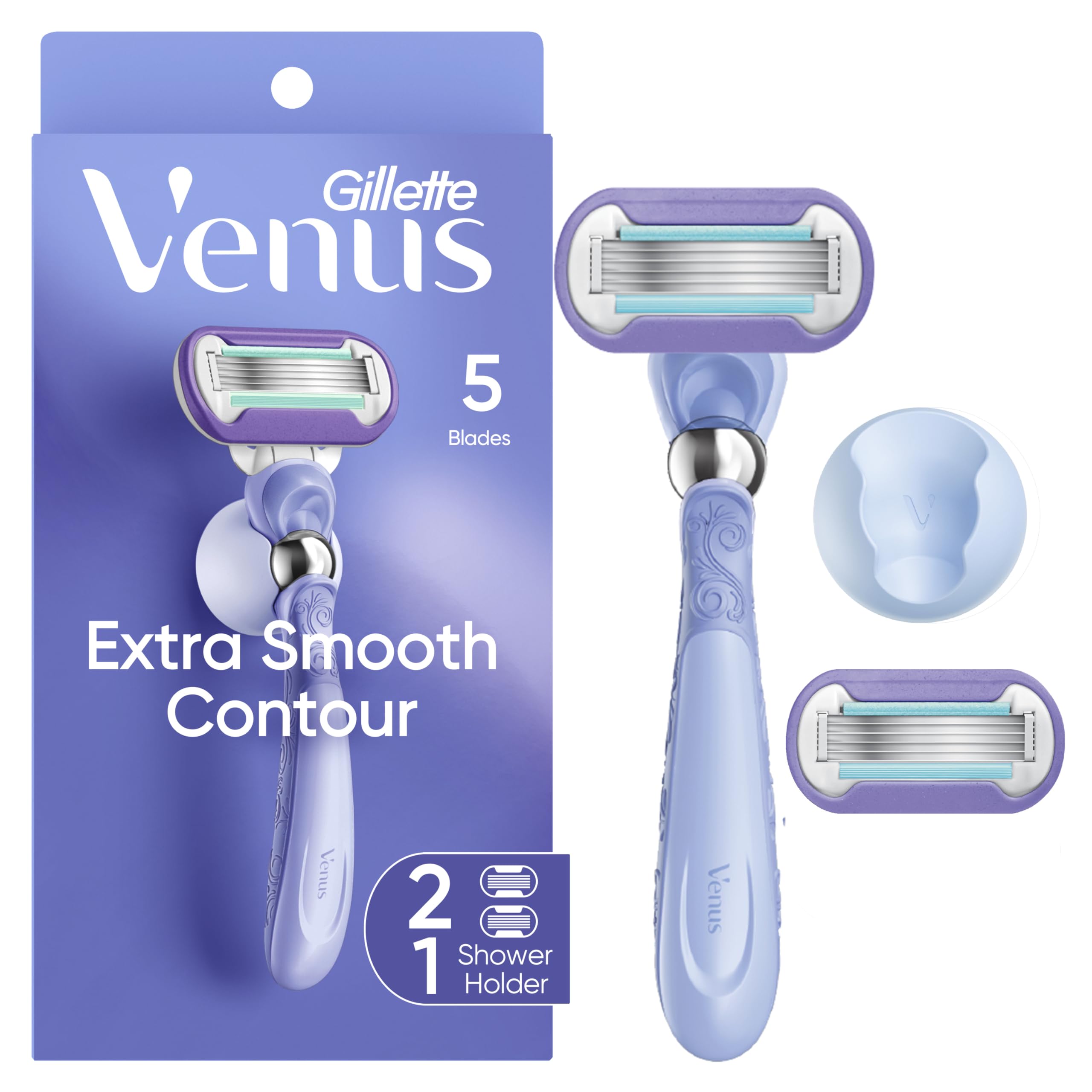 Deluxe Smooth Swirl Women's Razor Handle + 2 Blade Refills