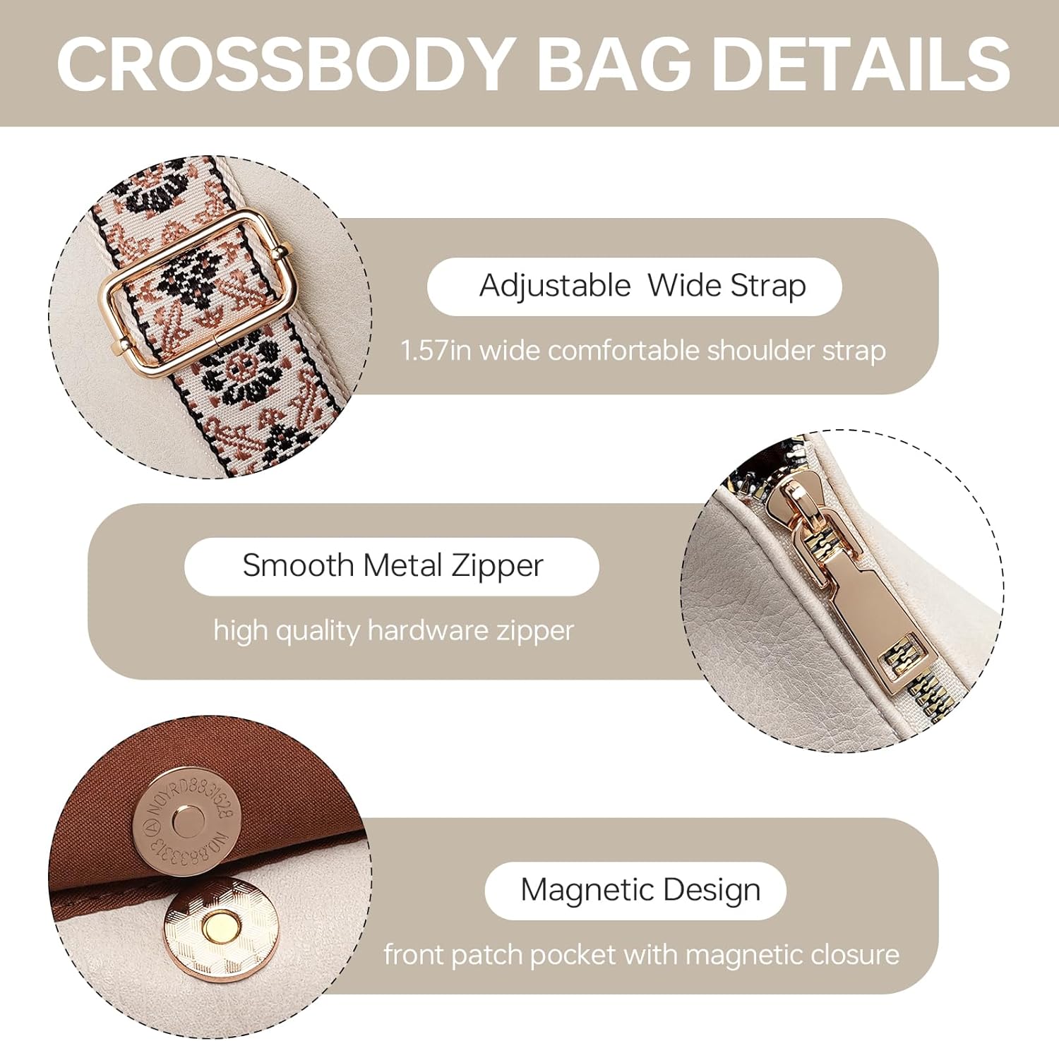 GEMIU Trendy Crossbody Purse for Women - Vegan Leather Shoulder Bag with Adjustable Strap Fall Purse Casual Travel Handbags