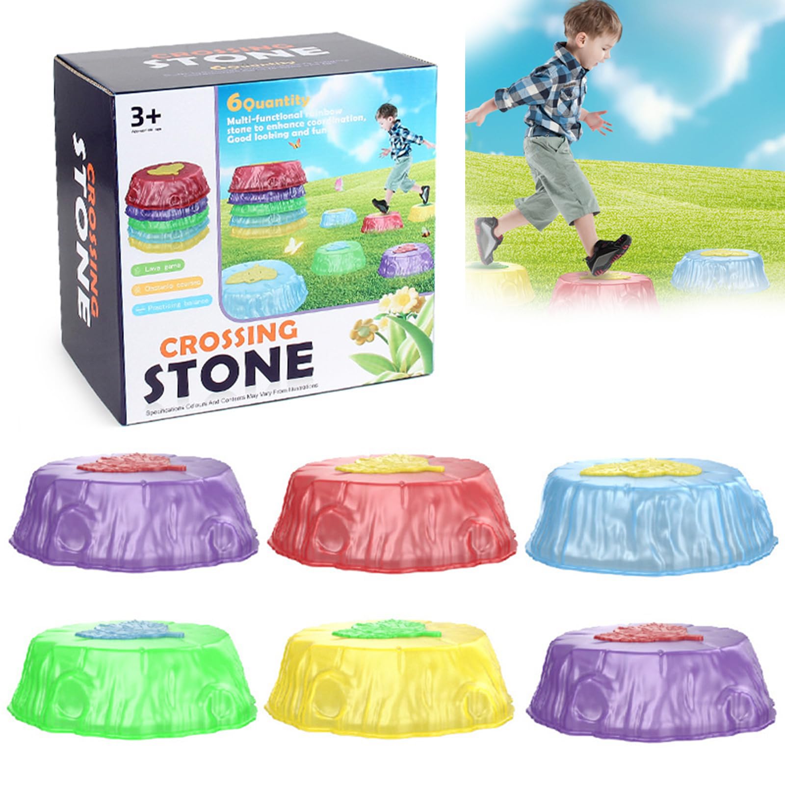 Light Up Stepping Stones Kids, 6 Pcs Sensory Stepping Stones, Stackable Balance Stepping Stones Kids