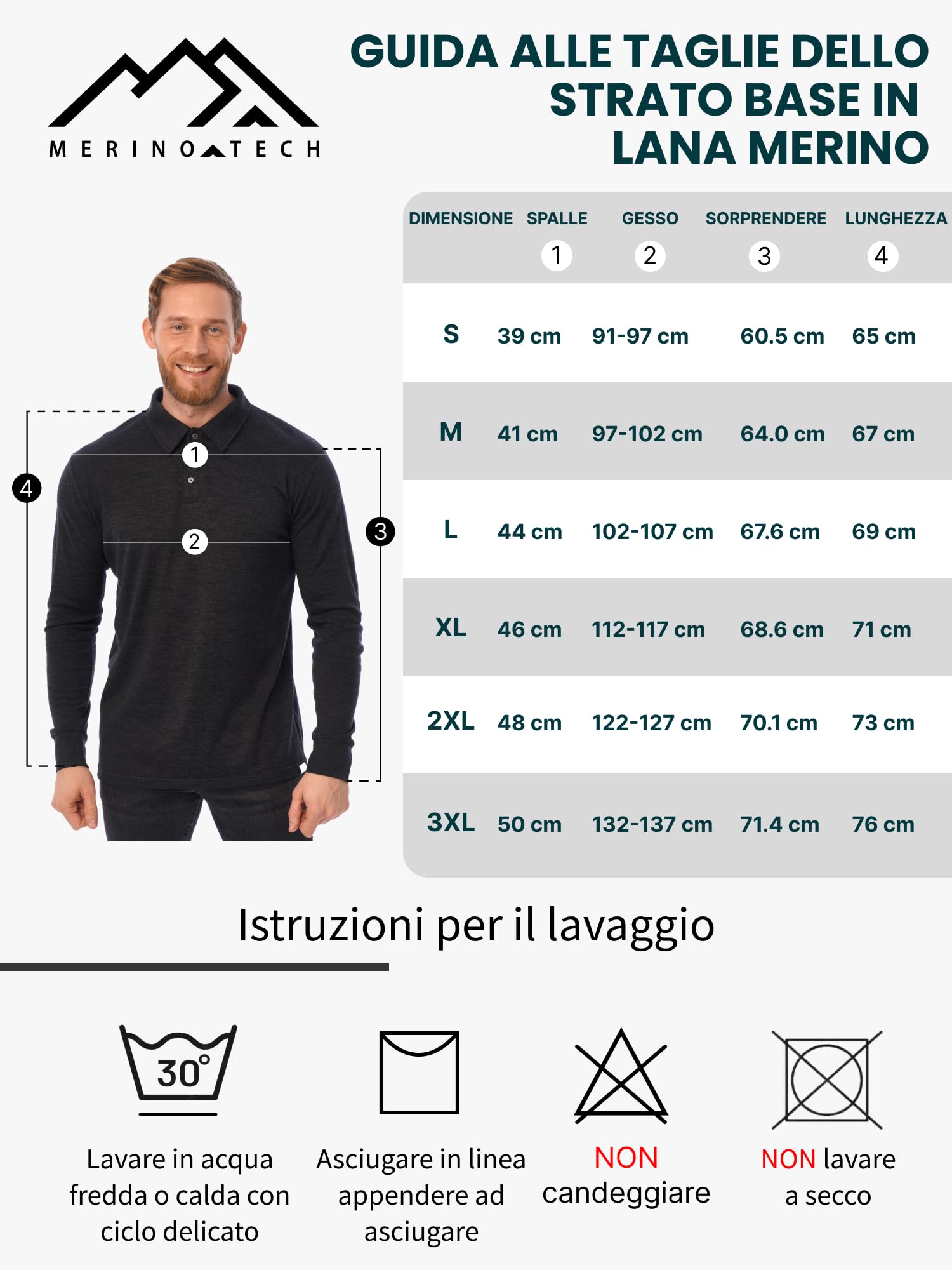 Merino.tech Polo Lana Merino Uomo - 100% Merino Wool Traspirante Maglia Polo Lana Uomo Manica Corta e Manica Lunga