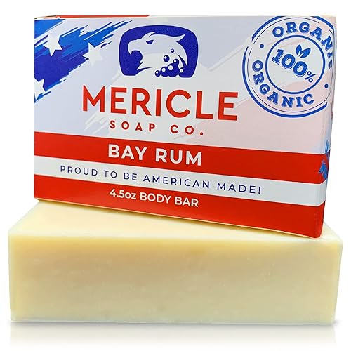 Mericle Soap Bay Rum - Barra corporal orgánica de 45 onzas 100 natural 100 fabricada en los Estados Unidos sin productos químicos ni conservantes
