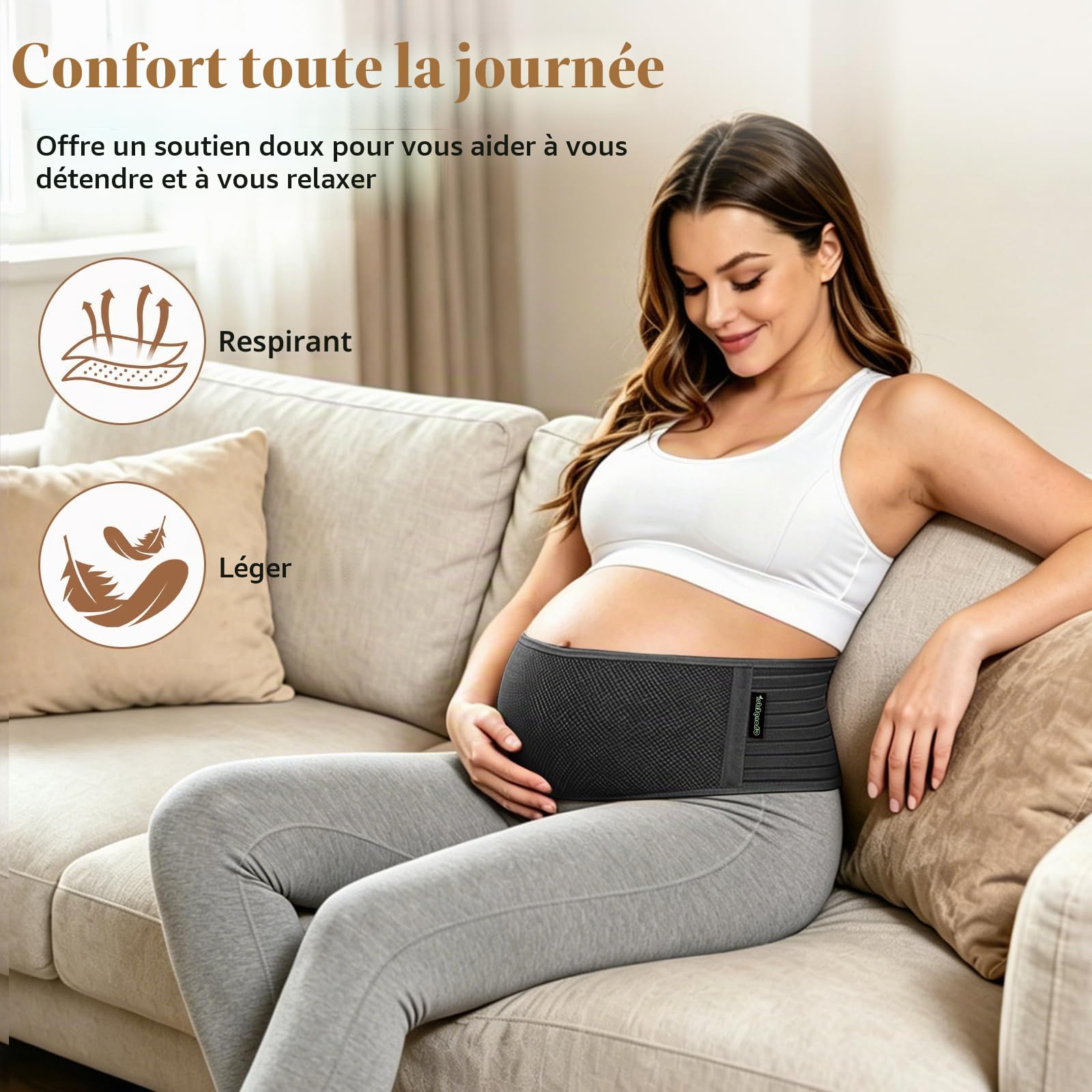 ChongErfei Ceinture de grossesse, ceinture de grossesse, soutien dorsal, soutien dorsal, soulage le dos, le bassin, les douleurs de hanche pour la grossesse (noir, taille unique)