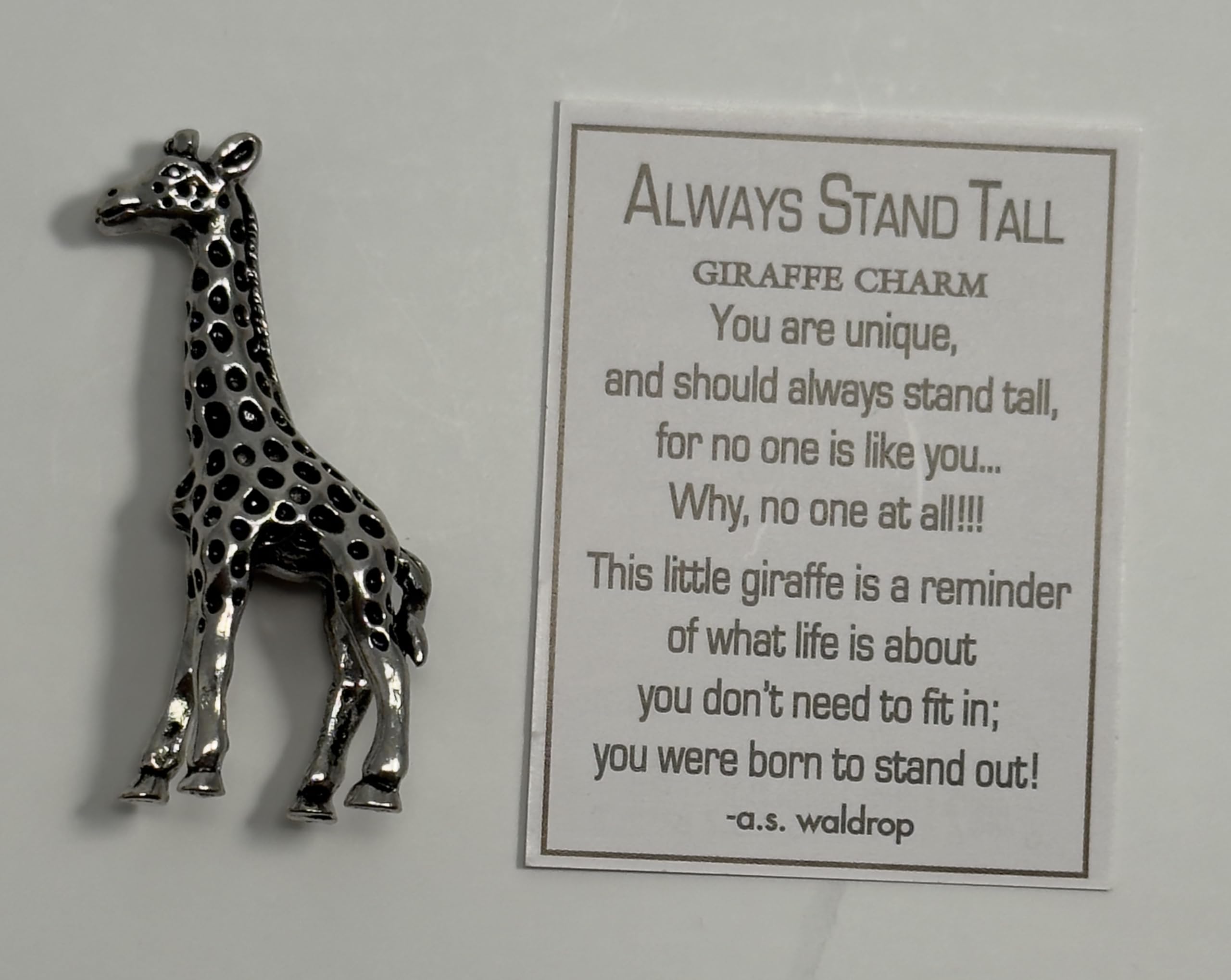 Ganz Always Stand Tall Zinc Giraffe Pocket Charm with Story Card