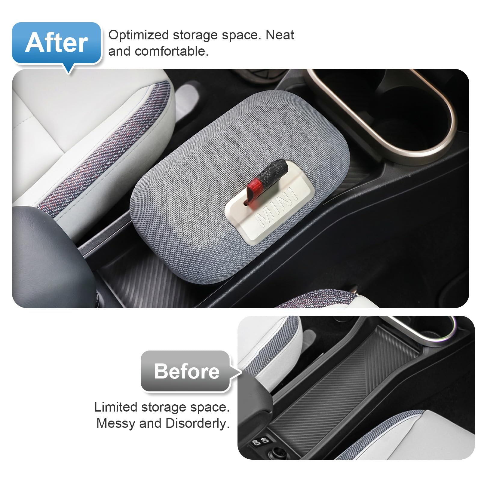 Caja de almacenamiento para consola central compatible con Mini Cooper F65 F66 2024 2025 2026, F65 F66 reposabrazos central, guantera, accesorios Mini Cooper organizador de reposabrazos