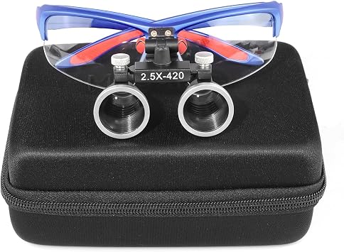 Loupes 2.5X 3.5X Magnification Binocular Magnifier Optical Glass Lens 2.5X, Blue