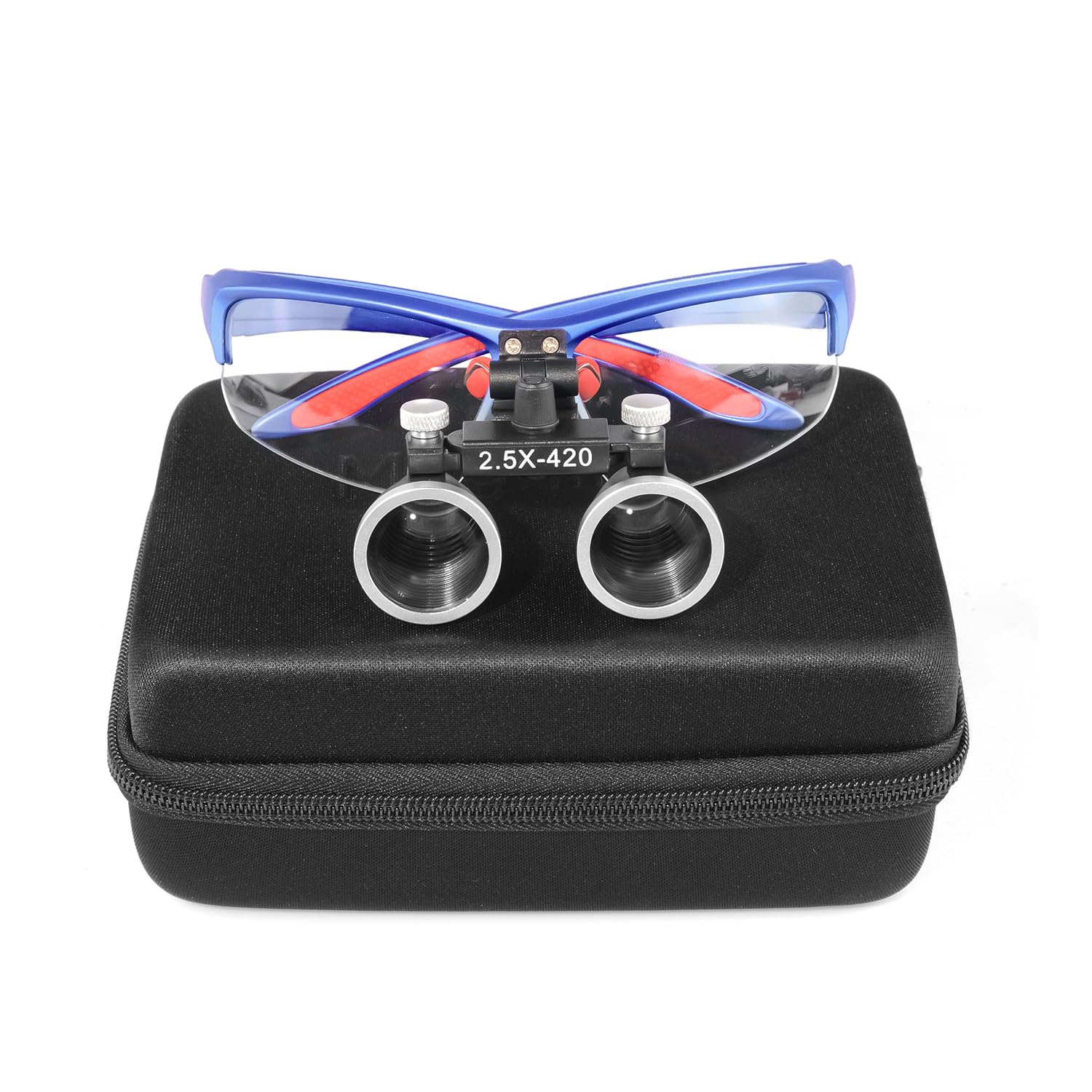 Loupes 2.5X 3.5X Magnification Binocular Magnifier Optical Glass Lens (2.5X, Blue)