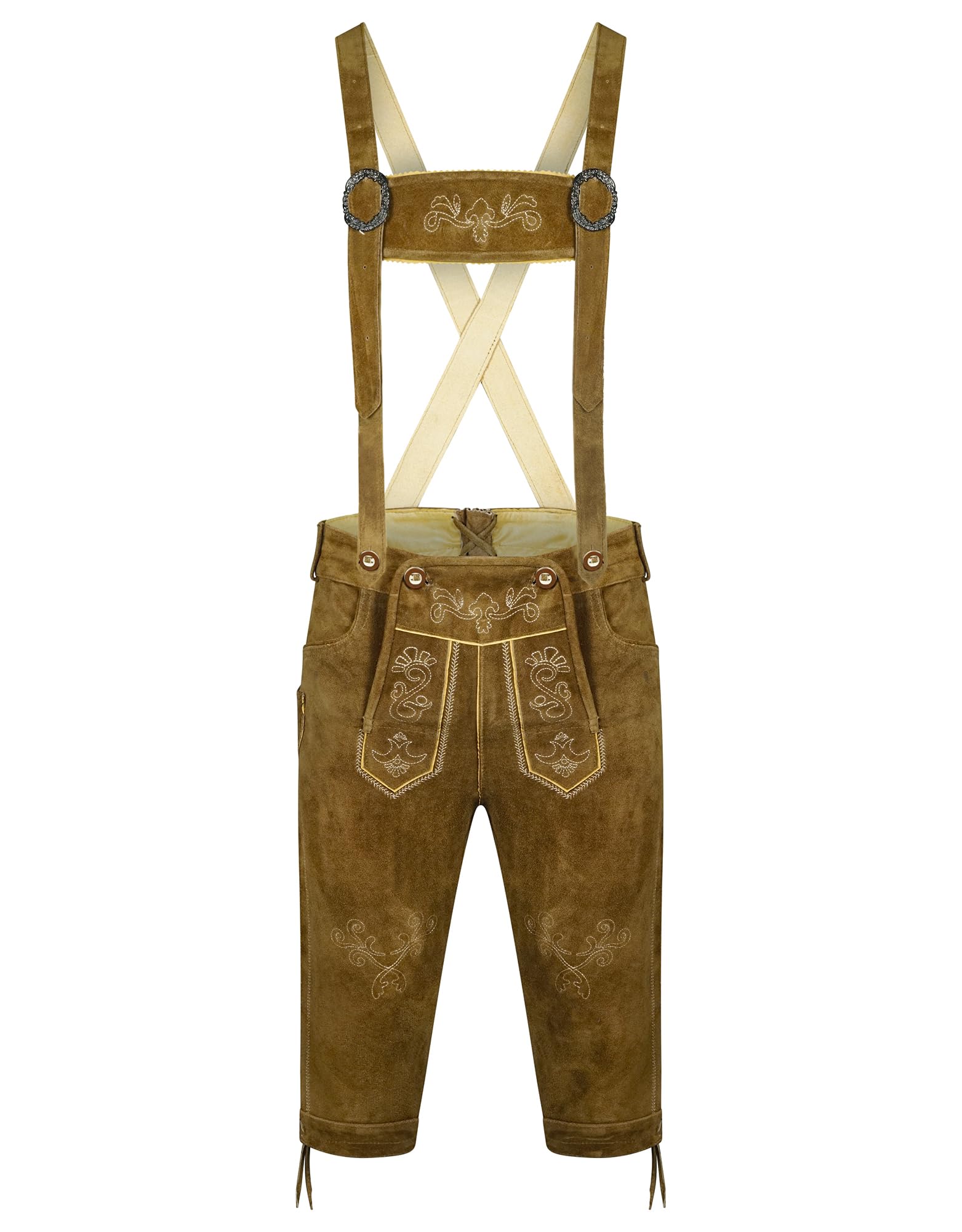 Herren Trachten Set Lederhose mit Trägern + Trachten Hemd Bayerische Oktoberfest (Hose + Hemd) BLR01