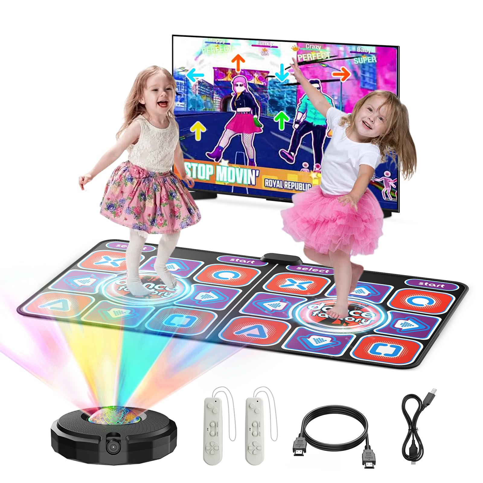 Helangel Alfombra de Baile para Niños y Adultos, Alfombra de Baile Interactiva para TV con Cámara, Modelos Mejorados, Durable Antideslizante Doble Alfombra de Baile Musical (166 x 93 cm)