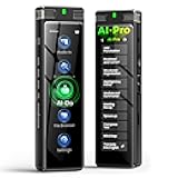 136GB AI Voice Recorder, TIMMKOO Digital Voice Recorder with Playback, Offline Transcribe and Online Summarize/Mindmap/Translation Base on AI Technology, Voice Activated Audio Recorder (Black)