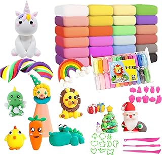 V-TiNG Polymer Clay Kit for Kids, 24 Colors Modeling Clay Air Dry Clay Sets No-Toxic Ultra Light Magic Polymer Clay DIY Creative and Educational Children's Toy Set for Girls Boys