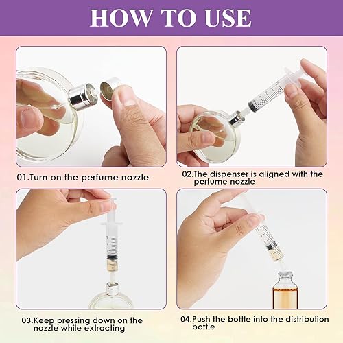 Miniatura 7 de Paquete de 4 decantadores de jeringa de perfume de plástico de 0.2 fl oz con punta de aguja de acero inoxidable roma, adecuado para perfume, tinta,