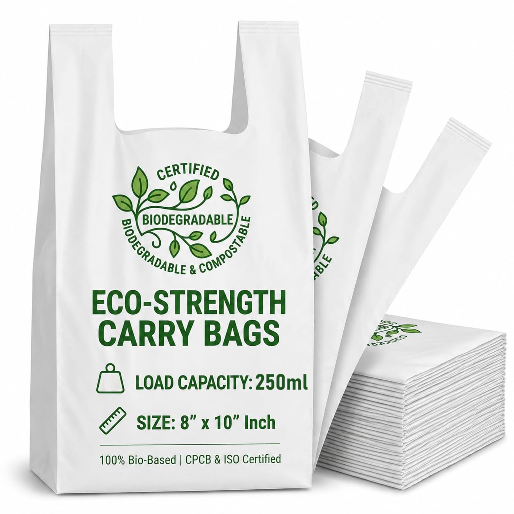 KRUM Cornstarch Bags White (8X10, 50) | Cornstarch Material, Biodegradable, Compostable-image-13