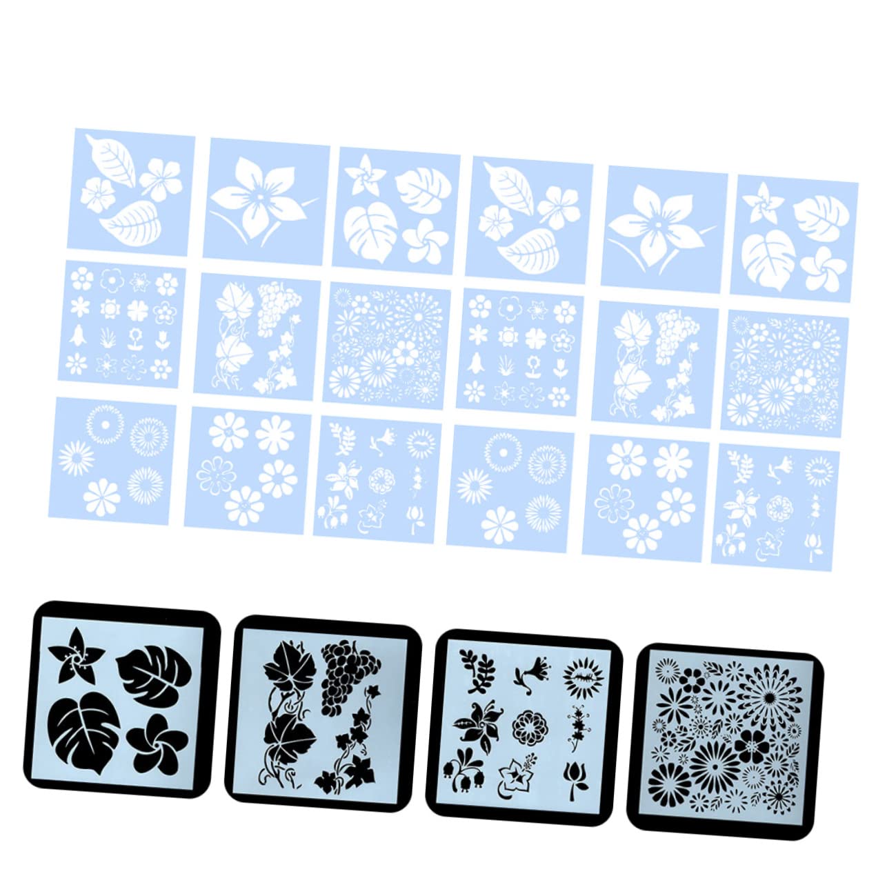 NUOBESTY 54pezzi Stencil Riutilizzabili per Pittura con Motivi di Fiori e Foglie Template Creativi per Progetti Fai da Te e Decorazioni Domestiche