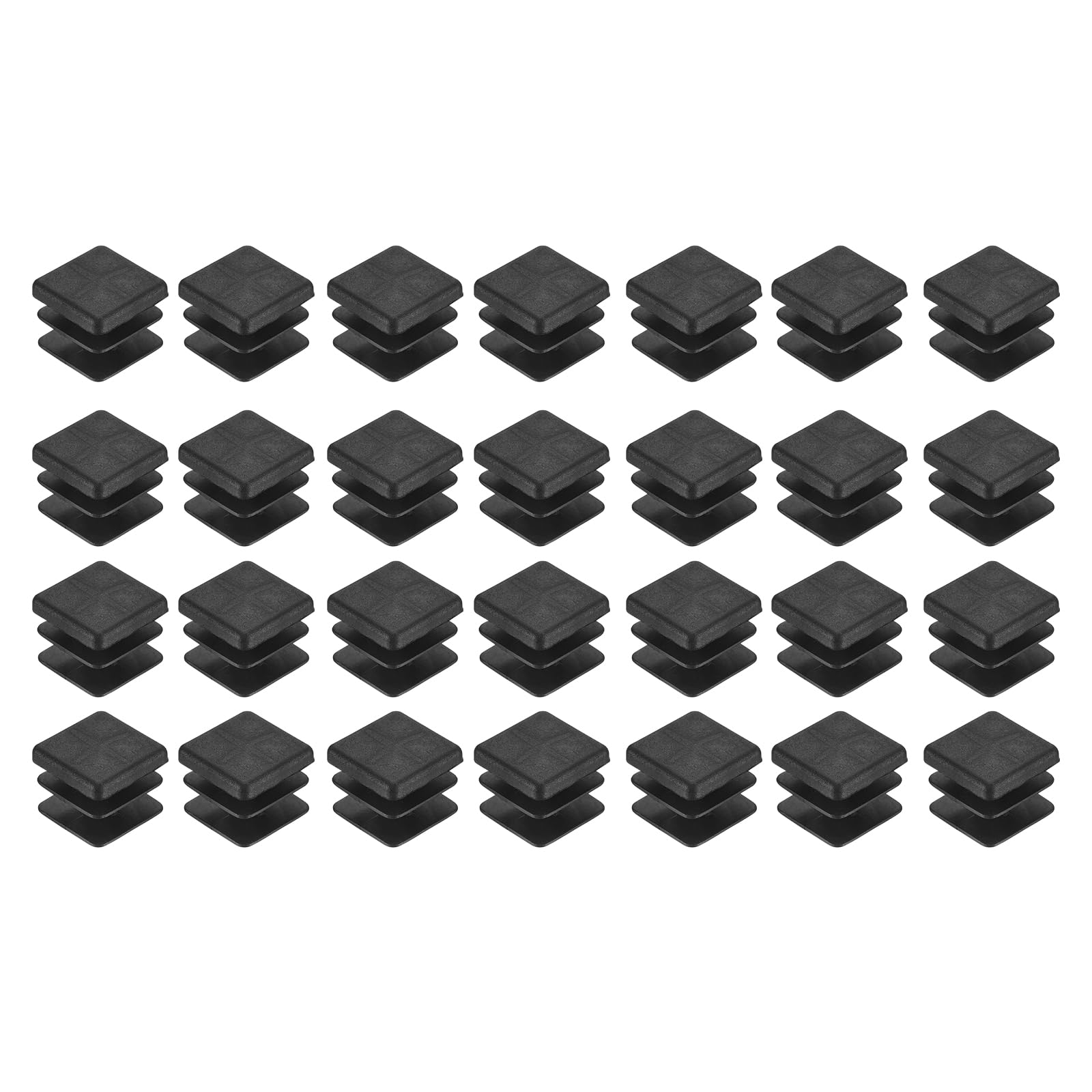 uxcell 28Pcs Square Plastic Plugs, 18 x 18mm/0.71 x 0.71inch PE Pipe Tubing End Caps for 14-16mm/0.55-0.63inch Square Tube Furniture Chair Leg, Black