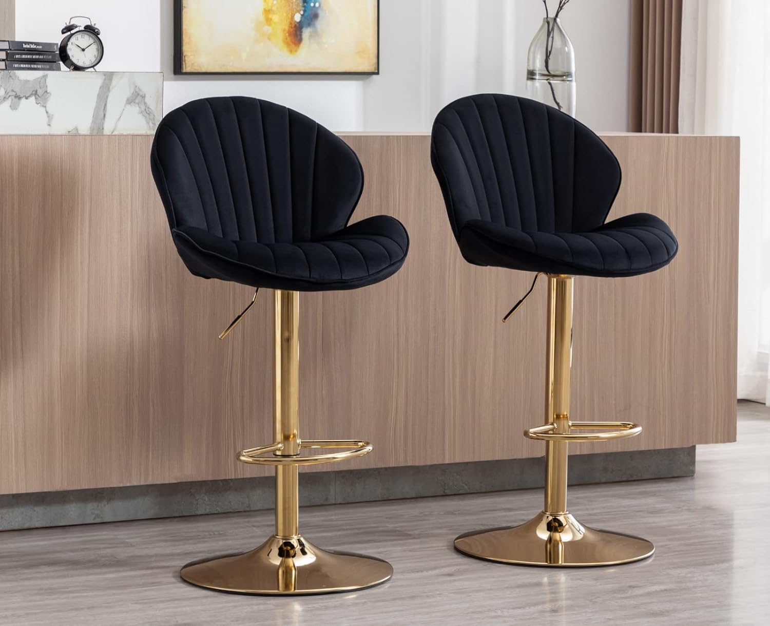 EALSON Velvet Swivel Bar Stools Set of 2 Modern Counter