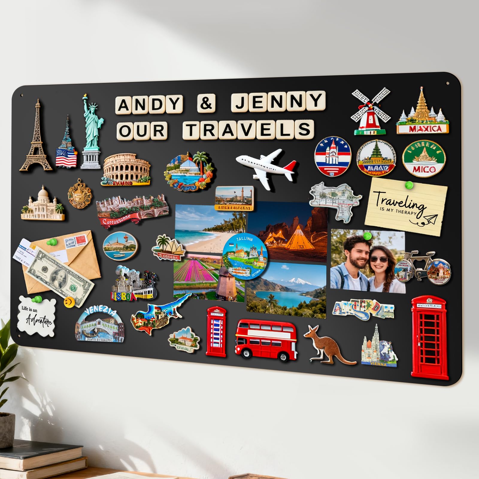 Tablica magnetyczna czarna 90 x 120 cm: tablica wystawowa na magnesy wakacyjne z dużą siłą magnetyczną do zdjęć i pamiątek – matowa magnetyczna ściana do salonu biura | idealna dla miłośników