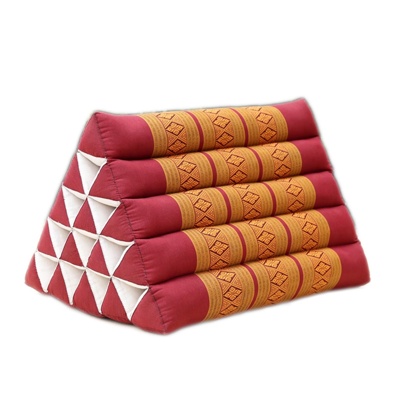 XLIHAWY Thai Triangle Cushion, Incline Pillow Comfortable Made of Kapok, Bed Backrest Cushion Rest Pillows for Living Room Reading Stretching(Red-C)