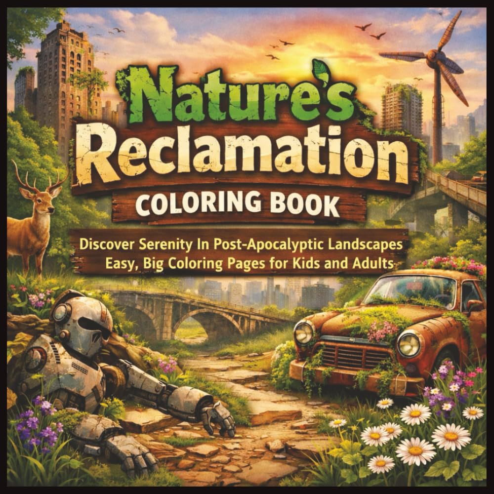 Nature's Reclamation Coloring Book: Discover Serenity In Post-Apocalyptic Landscapes