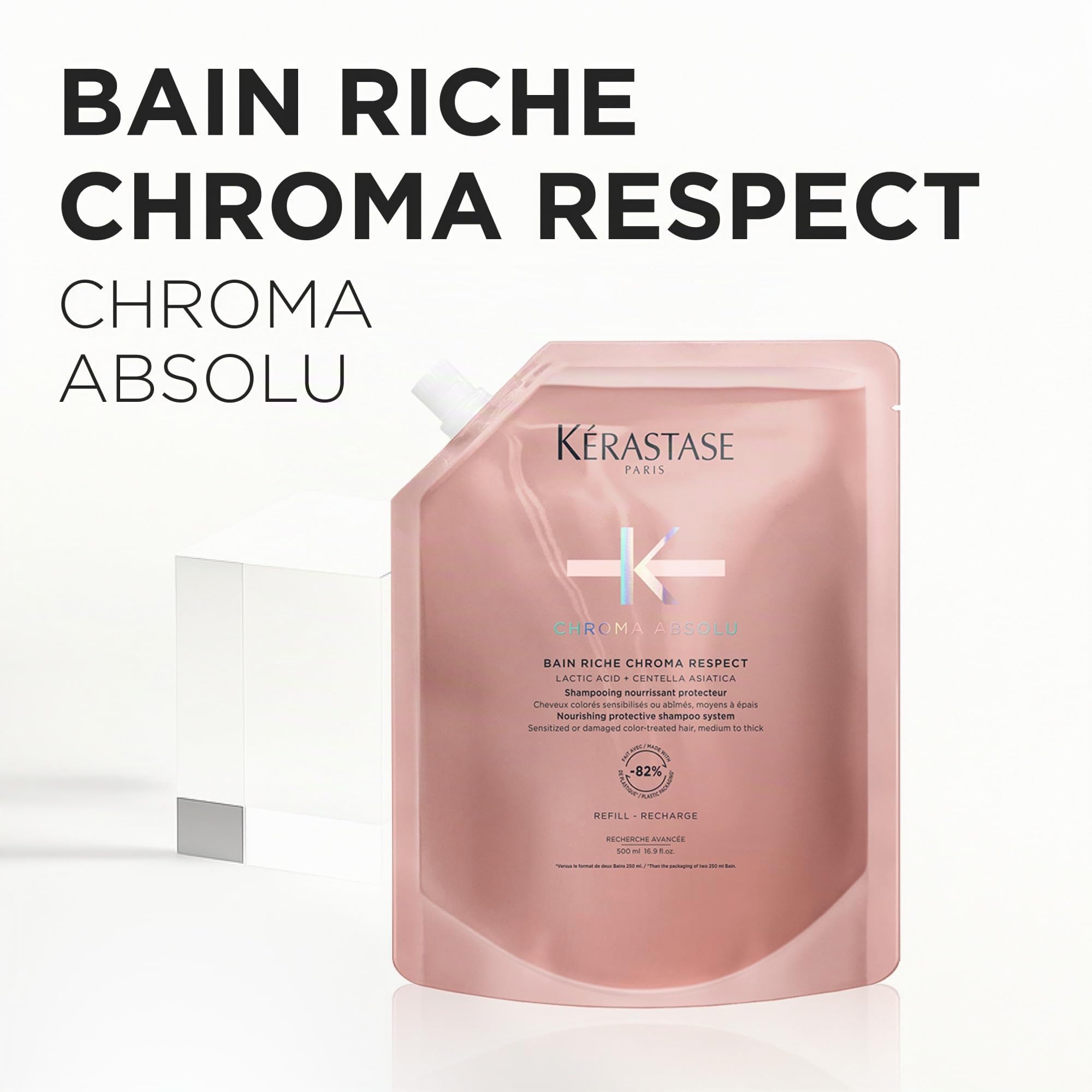 Kérastase, Chroma Absolu, Ricarica Shampoo, Per Capelli Colorati Colore Protetto e Capelli Nutriti, Con Acido Lattico e Acido Tartarico, Bain Riche Chroma Respect, 500 ml