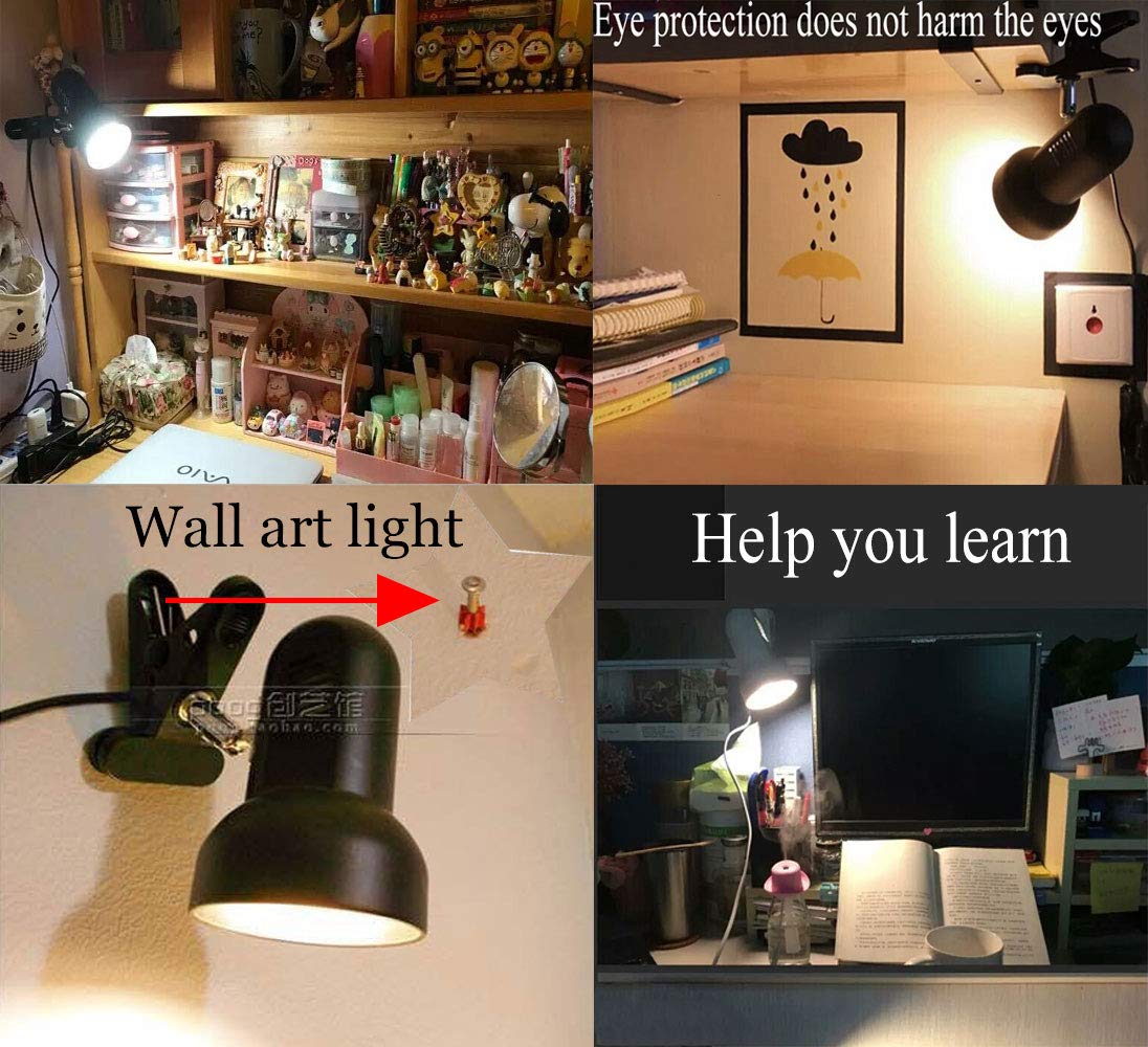 Lichtklemme, 360 ° drehbarer Clip Buchleuchte Tragbare Leselampe Clip in den Schreibtisch / Tisch / Doppelbett / Schrank Beleuchtung (Schreibtischlampe, zwei Farben zur Auswahl) (weiß)