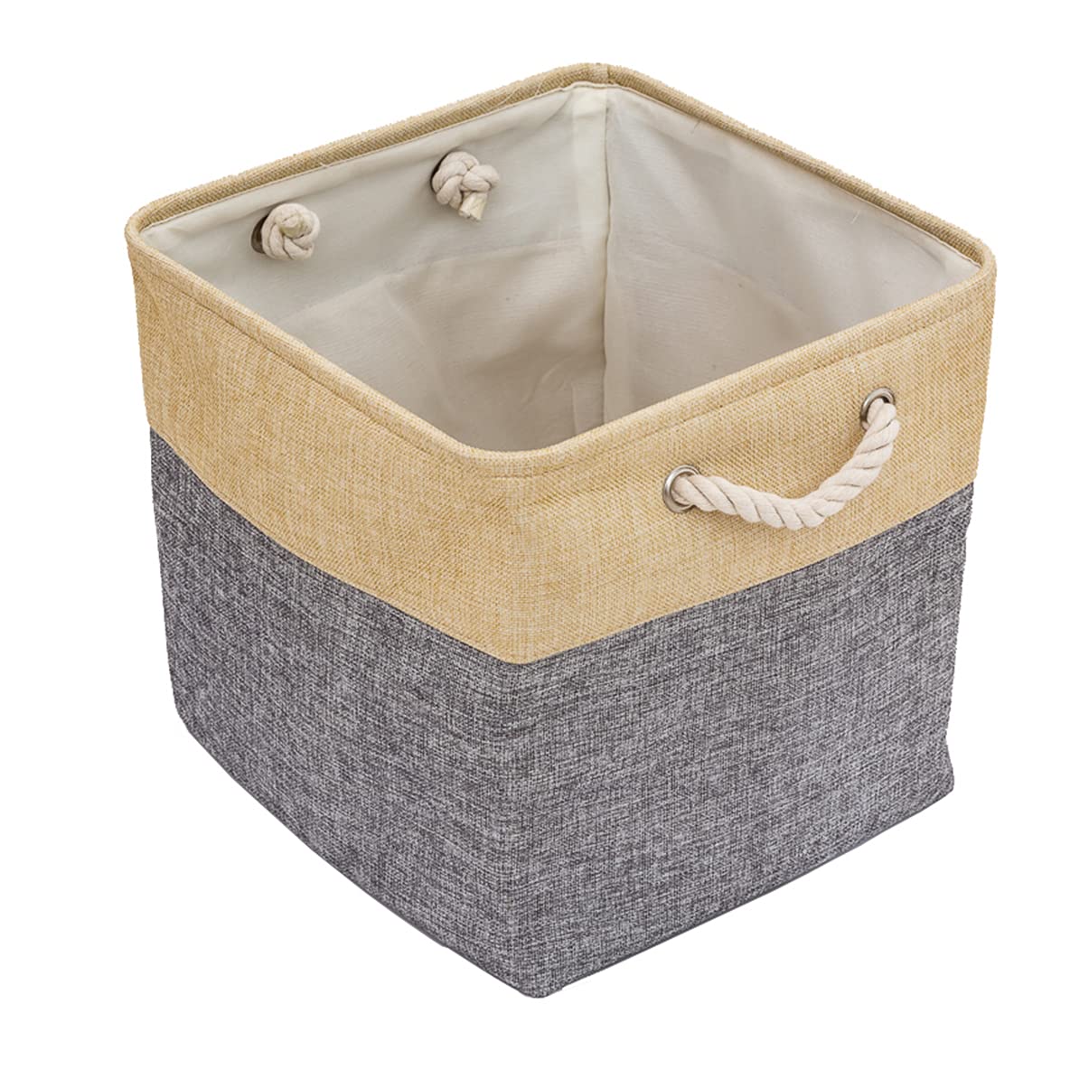 Aufbewahrungskorb Aus Segeltuch Mit Griffen – Mittelgroß (36x26x18 Cm), Faltbar, Grau, Für Regal & Schrank