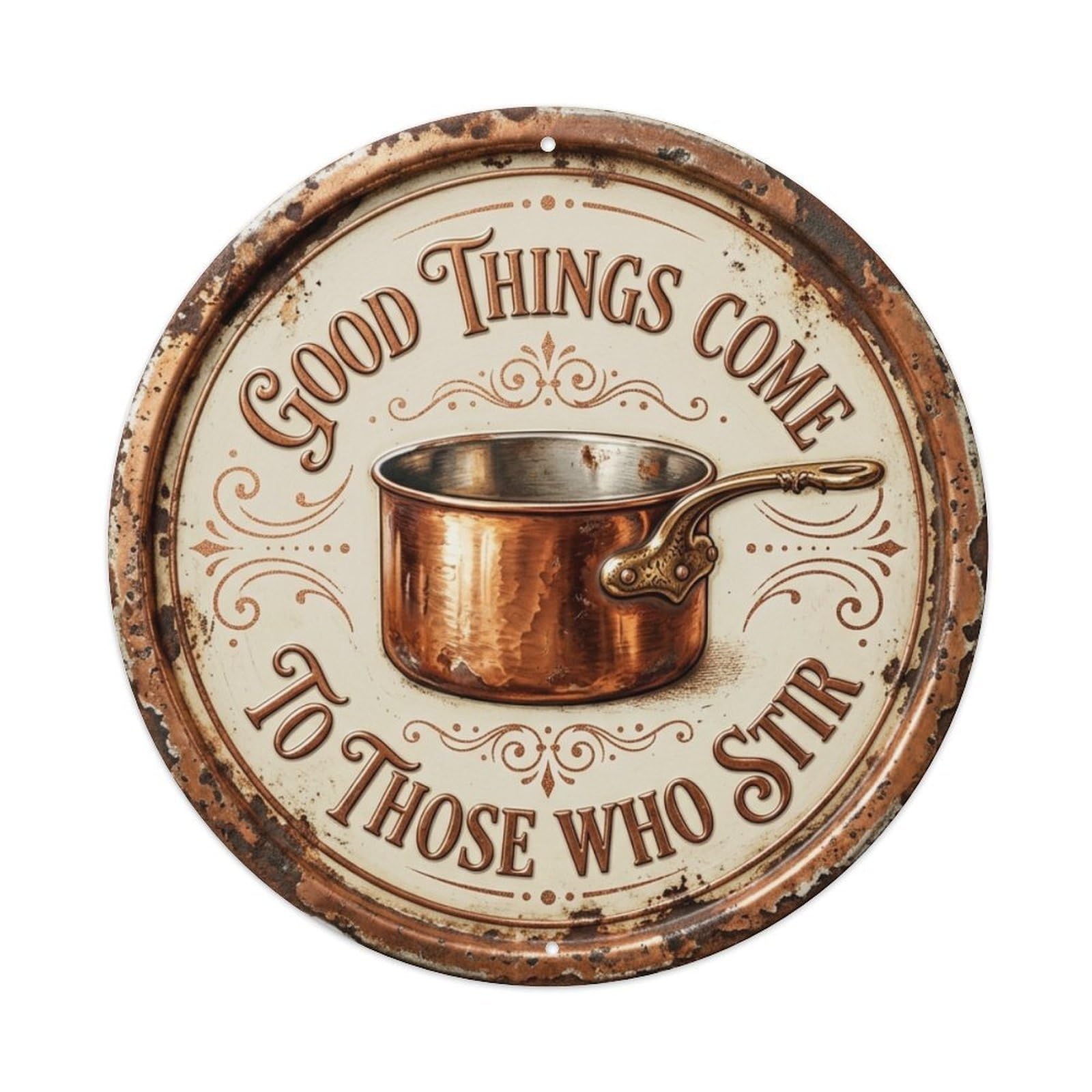 Copper Pot Shine Kitchen Vintage Metal Tin Sign Plaque Wall Decor for Cafe, Club Bar, Office, Garden Metal Poster 8x8Inch
