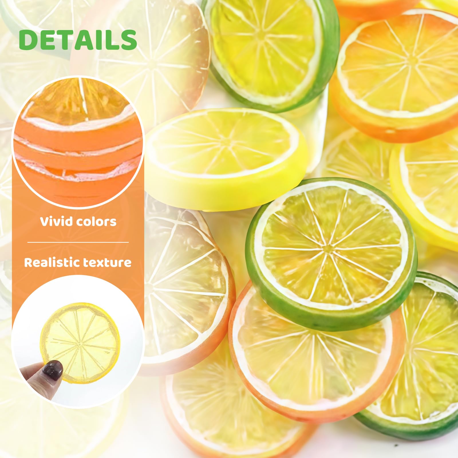 Set De 45 Piezas De Decoración con Limones Artificiales, Rodajas Y Cubos De Limón, Adorno para Mesa De Verano, Decoración para Cocina Y Jarrón, Manualidades DIY