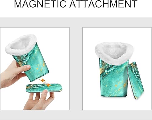 Miniatura 2 de Fintie Soporte para anteojos forrado de felpa con base magnética, estuche de cuero vegano prémium para lentes