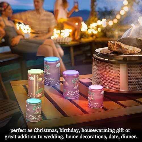 Miniatura 7 de Kcldeci Velas sin llama, copos de nieve de Navidad, bolas de Navidad, velas LED sin llama, velas LED sin llama, velas de pilar sin llama para