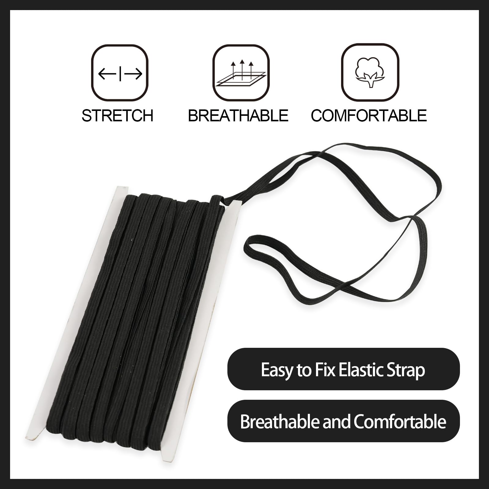 Elastico Per Cucito Nero 10mm X 18m - Bobina Professionale Per Pantaloni E Vestiti Fai Da Te - Foto 10