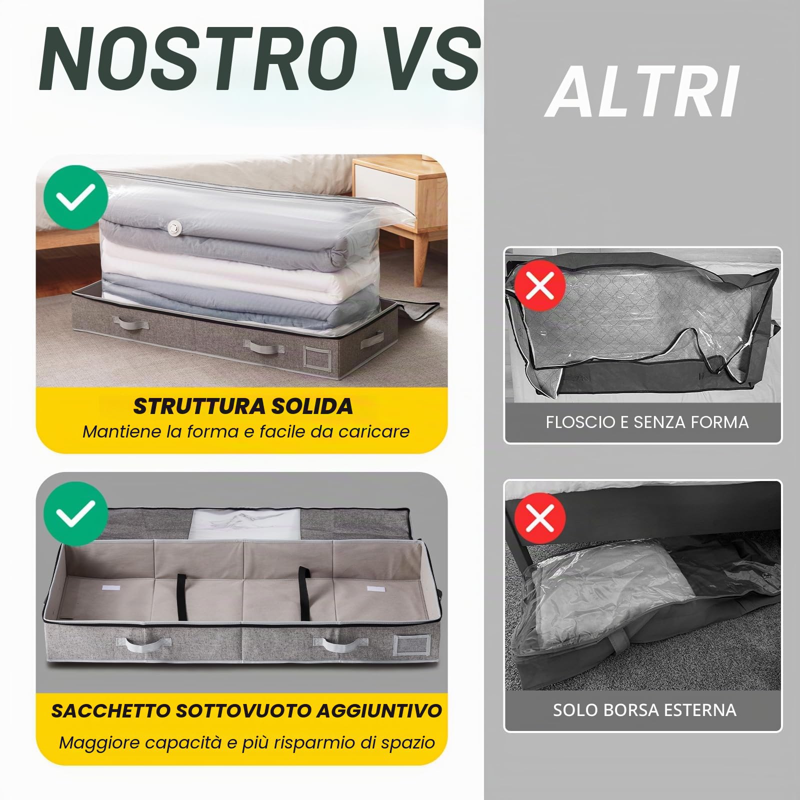 TAILI Sacchetti Sottovuoto Salvaspazio 2 in 1, 105x43x15 cm | Per Piumini, Vestiti, Biancheria da Letto, Pieghevoli, per Risparmiare l'80% di Spazio in Più