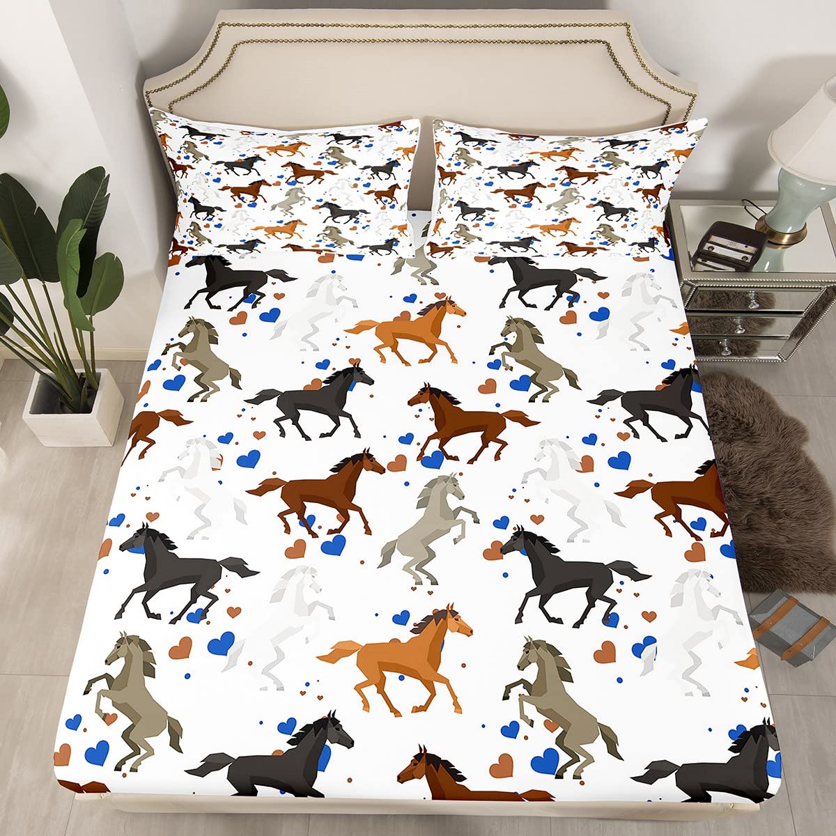 Nero Cavallo Lenzuolo Set Pet Dog Pattern Biancheria Da Letto Set