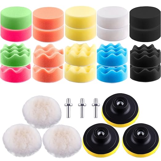 SIQUK Car Poloshing Pads for Drill 29 Pieces Buffer Polishing Pads Kit