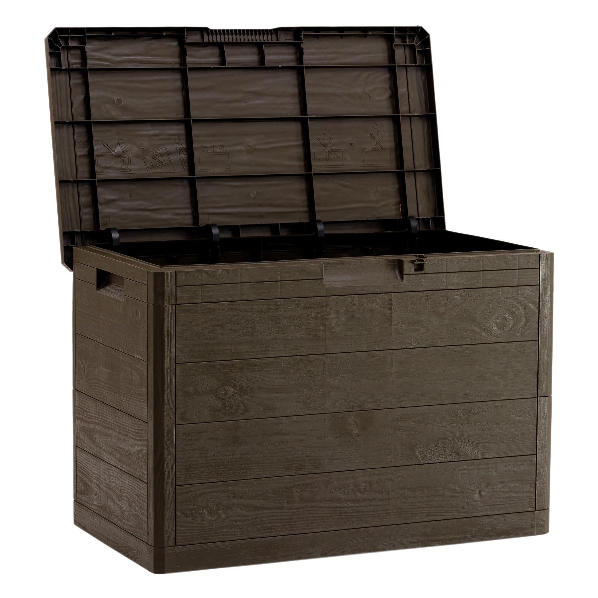 Toomax Truhe Multibox Woody's 160L Gepäckträger für den Außenbereich, Holzoptik, Maße 77,5 x 44,5 x 52,7 cm, Braun