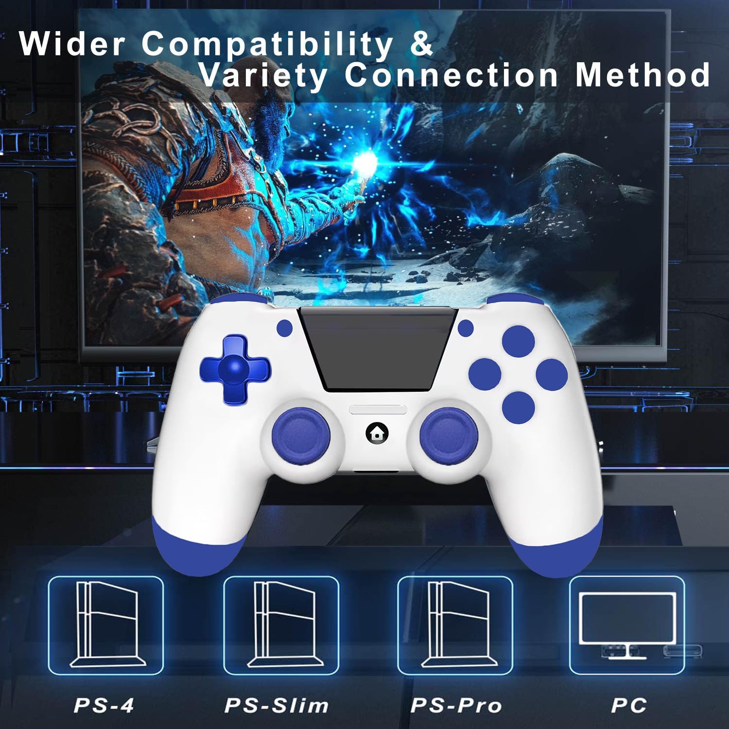 Wireless Controller for PS4, Joystick Controller for PS4/Slim/Pro/PC, Gamepad with Vibration, 3.5mm Audio Jack, Six-Axis Motion Control, Screenshot, Share Button, Touchpad — view 6