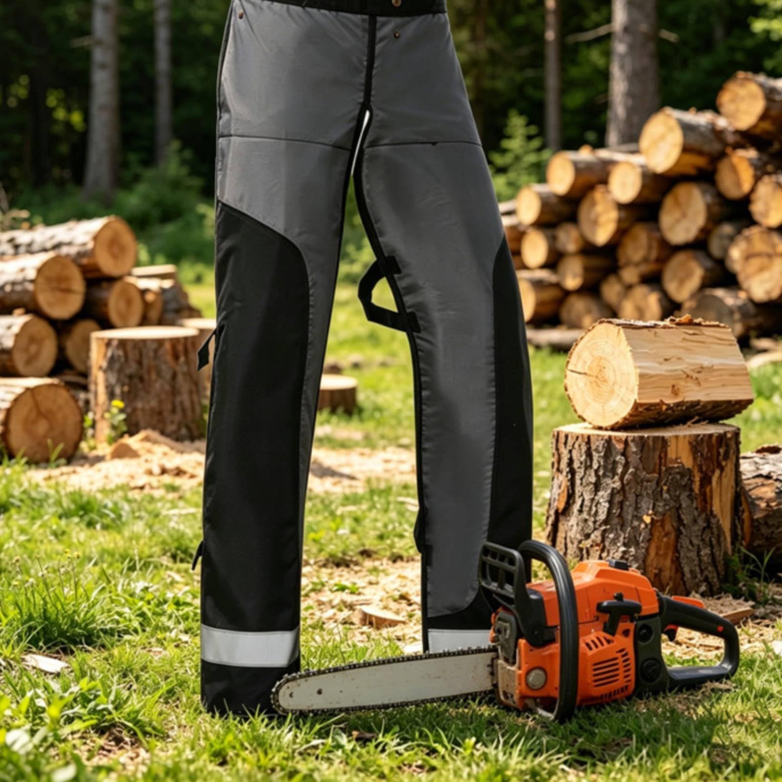 Pantaloni Antitaglio Motosega Resistente Pantaloni Protettivi Motosega Strisce Riflettenti Calzoni da Lavoro per Professionisti, Abbattimento Alberi