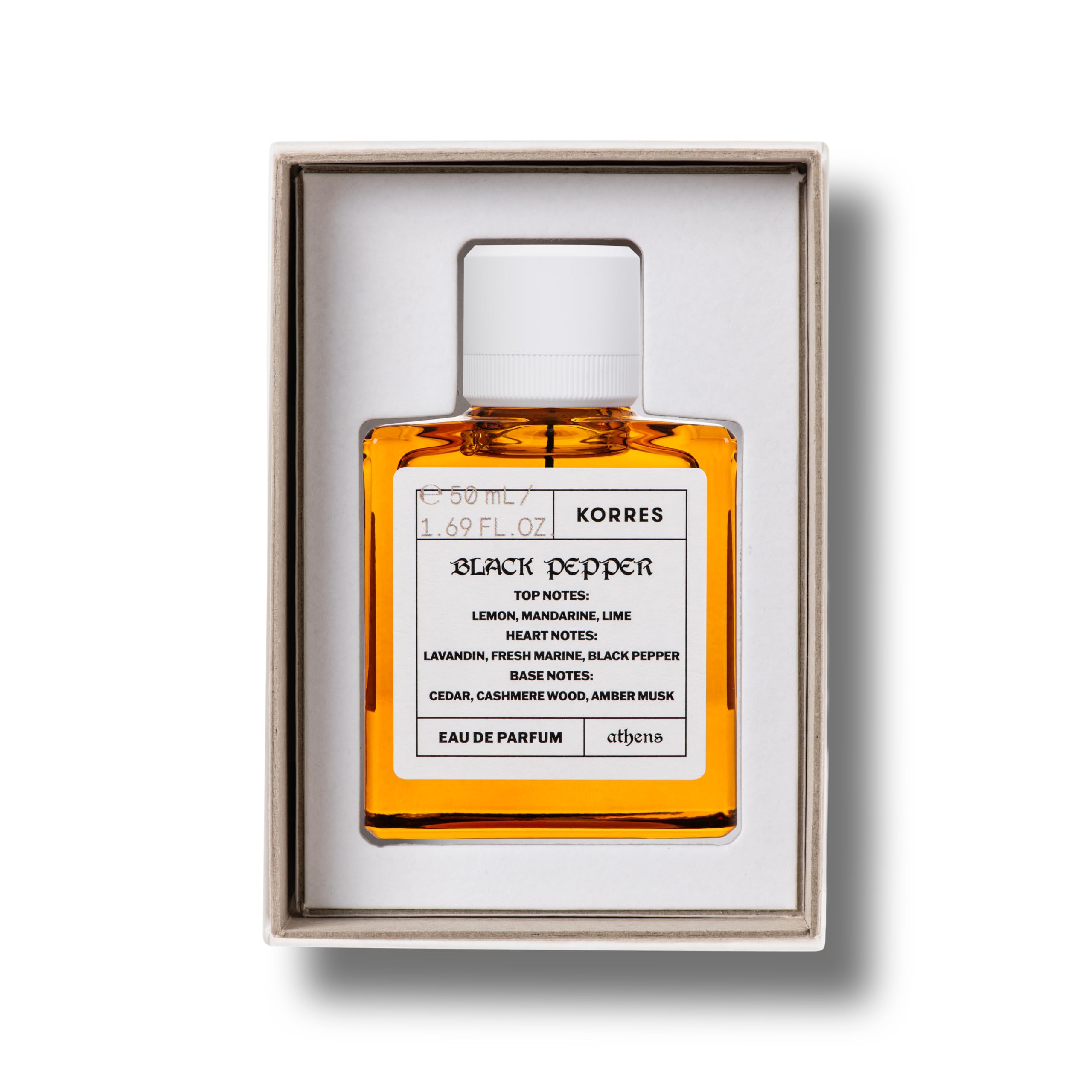KORRES Black Pepper Eau de Parfum für Ihn, würzig, frischer Herrenduft mit Zitrus- und Pfeffernoten, vegan, 50 ml